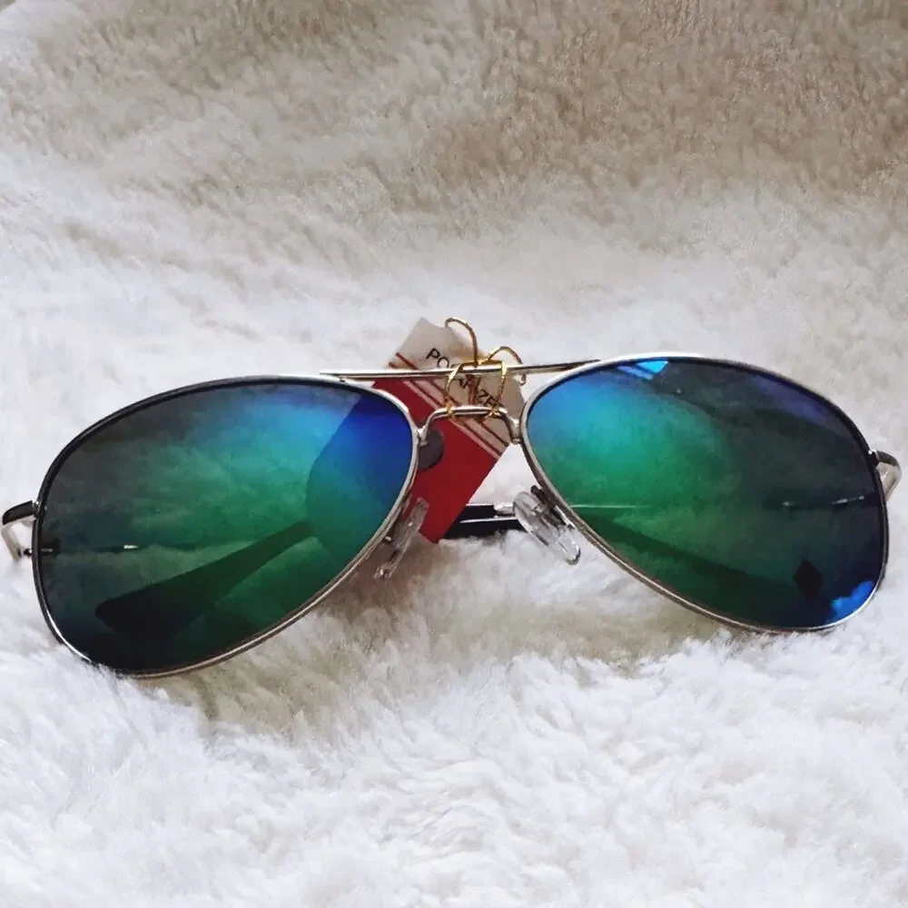 Zane Silver w/ Green & Blue Lenses Mirrored Sunglasses